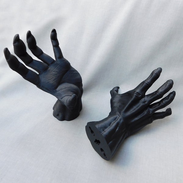 Pair Of Devil Hands, Wall Mounted Gothic Home Decor | Full Size Creepy Hand Holders, Wall Hooks