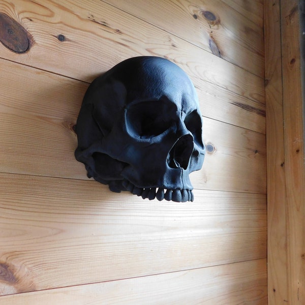 Wall Mounted Skull Full Size, Detailed Replica Human Skull | 3D Printed Gothic Wall Hanging Art
