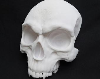 Replica Human Skull With Fangs, White Vampire Style Skull, 3D Printed Gothic Gift