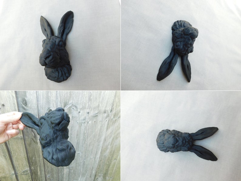Rabbit Head Wall Art | 3D Bunny Head Decor, Finished in Pale Brown ...