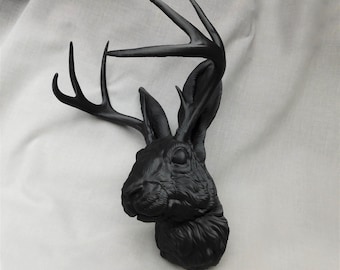 Jackalope Head Wall Art | 3D Printed Jackalope Mount Home Decor