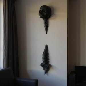 Skull and Spine Wall Mount: Gothic Home Decor, 3D Printed