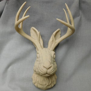 Jackalope Head Wall Art | 3D Printed Jackalope Mount Home Decor Pale brown