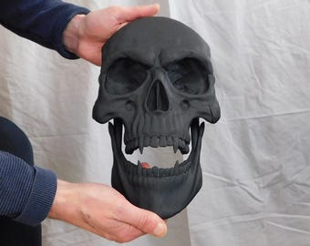 Gran calavera de vampiro para decoración de pared: 30 cm de alto, estilo gótico, impresa en 3D.