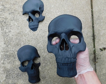 Decoración de calavera humana de tamaño real, juego de 3, decoración gótica para el hogar para montar en la pared