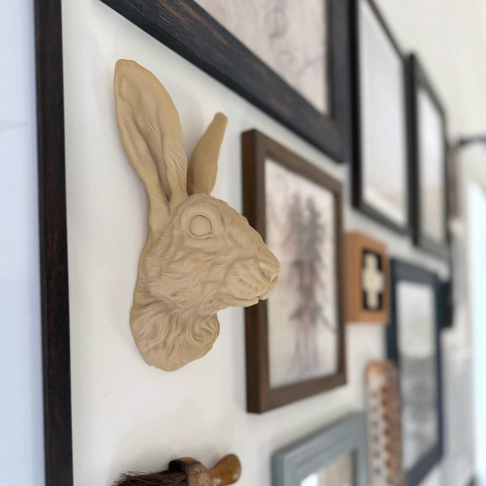 Rabbit Head Wall Art | 3D Bunny Head Decor, Finished in Pale Brown ...