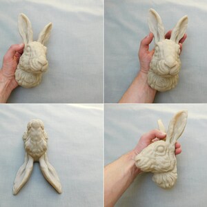 Rabbit Head Wall Art | 3D Bunny Head Decor, Finished in Pale Brown ...