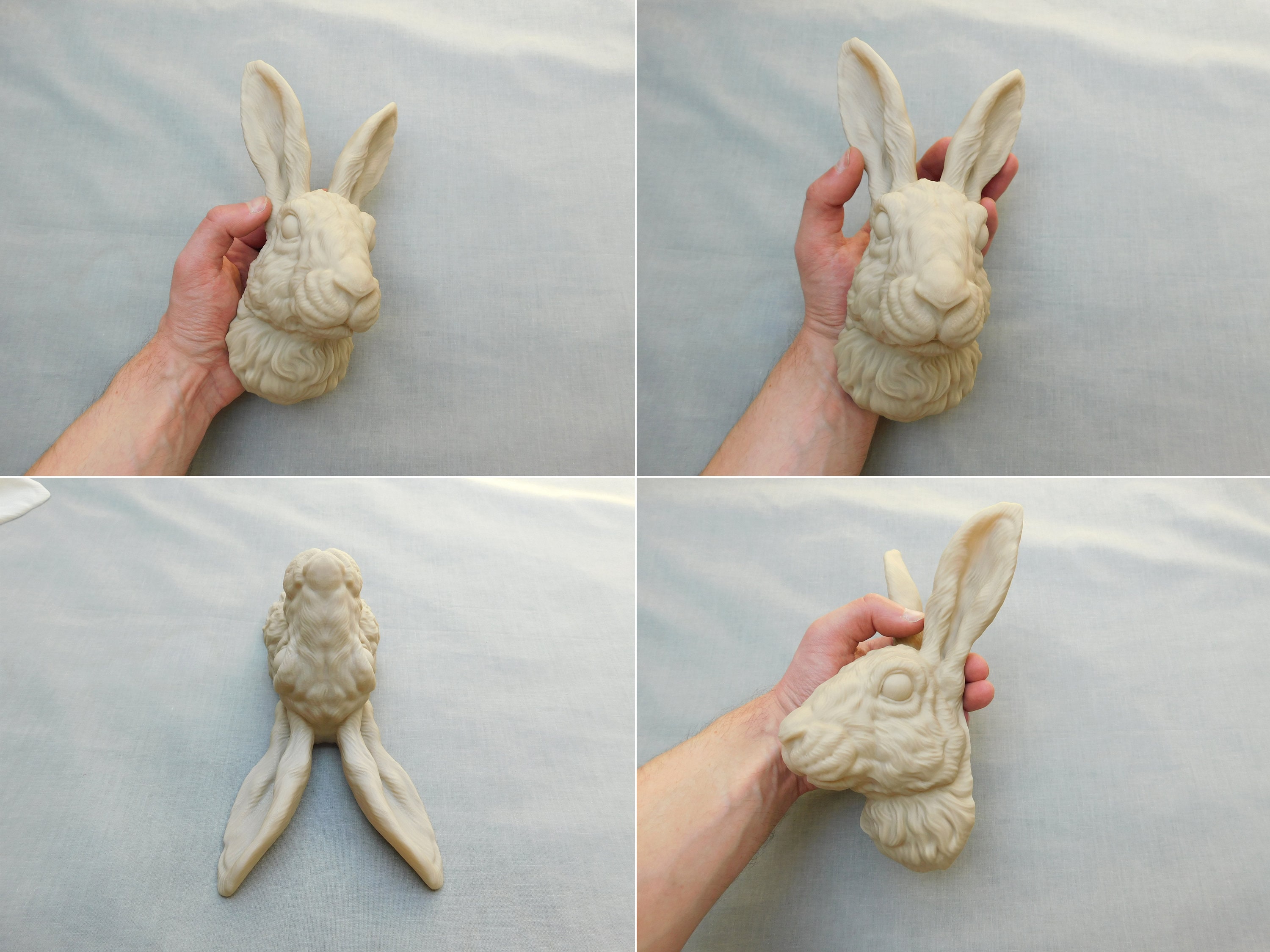 Rabbit Head Wall Art | 3D Bunny Head Decor, Finished in Pale Brown ...