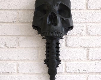 Arte mural de calavera y vértebra cervical, escala de dos tercios, decoración gótica impresa en 3D
