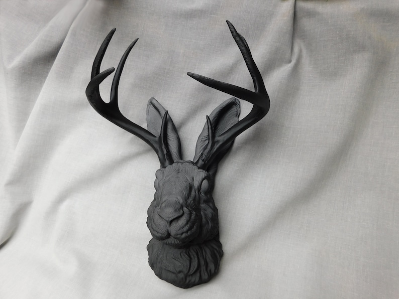 Jackalope Head Wall Art | 3D Printed Jackalope Mount Home Decor bild 2