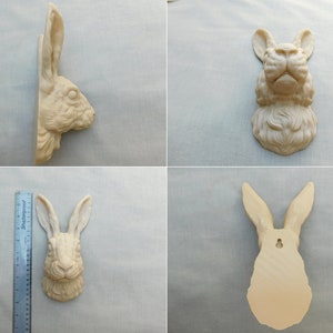 Rabbit Head Wall Art | 3D Bunny Head Decor, Finished in Pale Brown ...