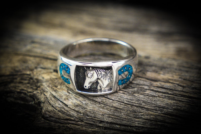 Pony Jewelry Customizable Sterling Silver Horse Ring Mustang Ring custom Horseshoe Birthstone Stallion Rings