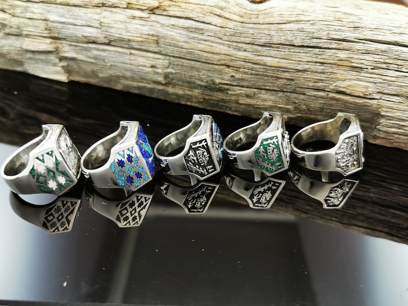 Custom Gemstone Rings Custom Birth Stone Rings Howling Wolf Ring Native American Ring Customizable Navajo inspired Ring USA