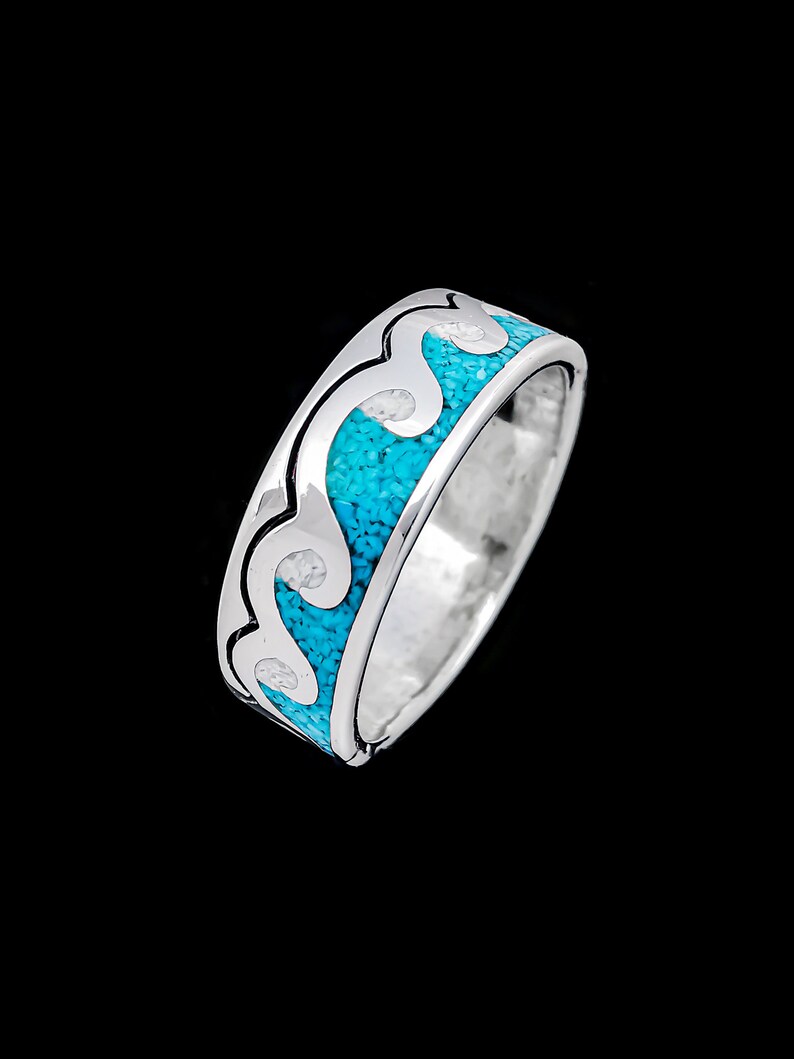 Customizable Ocean Ring Sea Ring 925 Sterling Silver Wave Riders Surfing Ring Birthstone Ring Multiple Stone Wave Ring