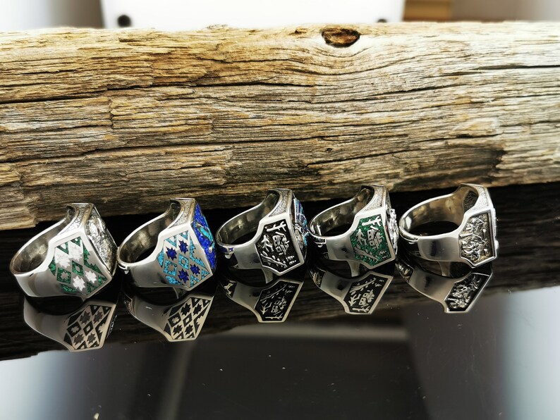 Custom Gemstone Rings Custom Birth Stone Rings Howling Wolf Ring Native American Ring Customizable Navajo inspired Ring USA