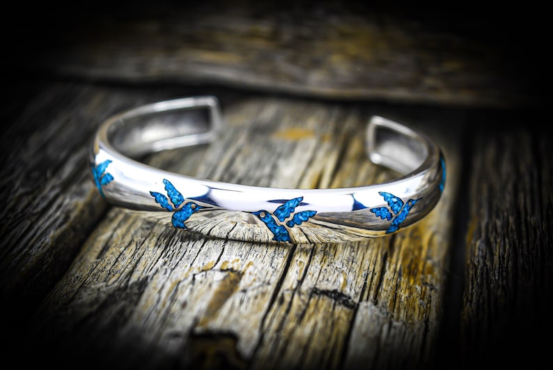 Customizable Sterling Silver Hummingbird Cuff Bracelet Etsy