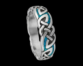 925 Sterling Silver Ring Viking Ring Norse Ring with Turquoise Gemstones 