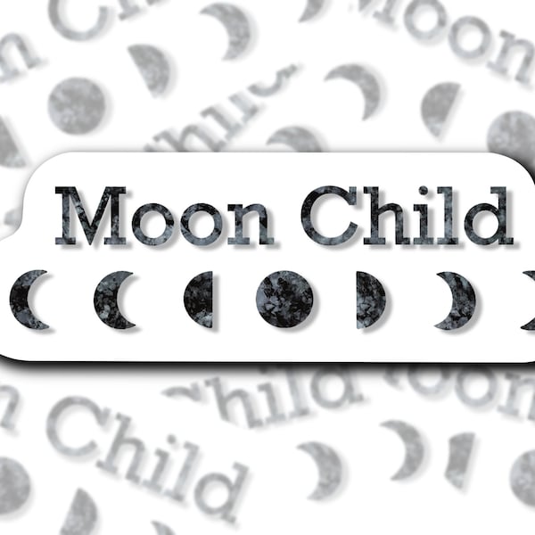 Moon child. Decal. Celestial Hydroflask, water bottle sticker. Moon phases.  Vinyl. Weather Resistant. Matte or Glossy