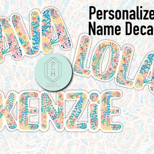 Stickers prénoms personnalisés | Sticker bouteille d'eau motif floral | Etiquettes de nom | Cadeaux personnalisés