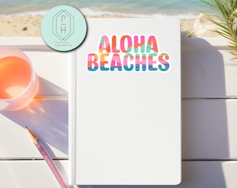 アロハビーチステッカー：レトロな太陽と海のデカール - Etsy 日本