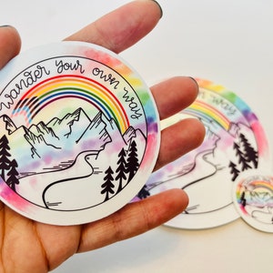 Wander Your Own Way | Progress Pride Flag Sticker | Tie Dye, Holographic Watercolor LGBTQ+ Water resistant Decal | Pride | Ally | Gay Travel