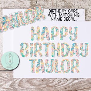 Tarjeta de cumpleaños personalizada. Con calcomanía. Tarjeta de felicitación única, hecha a mano y escrita a mano. Regalo para ella. Te amo