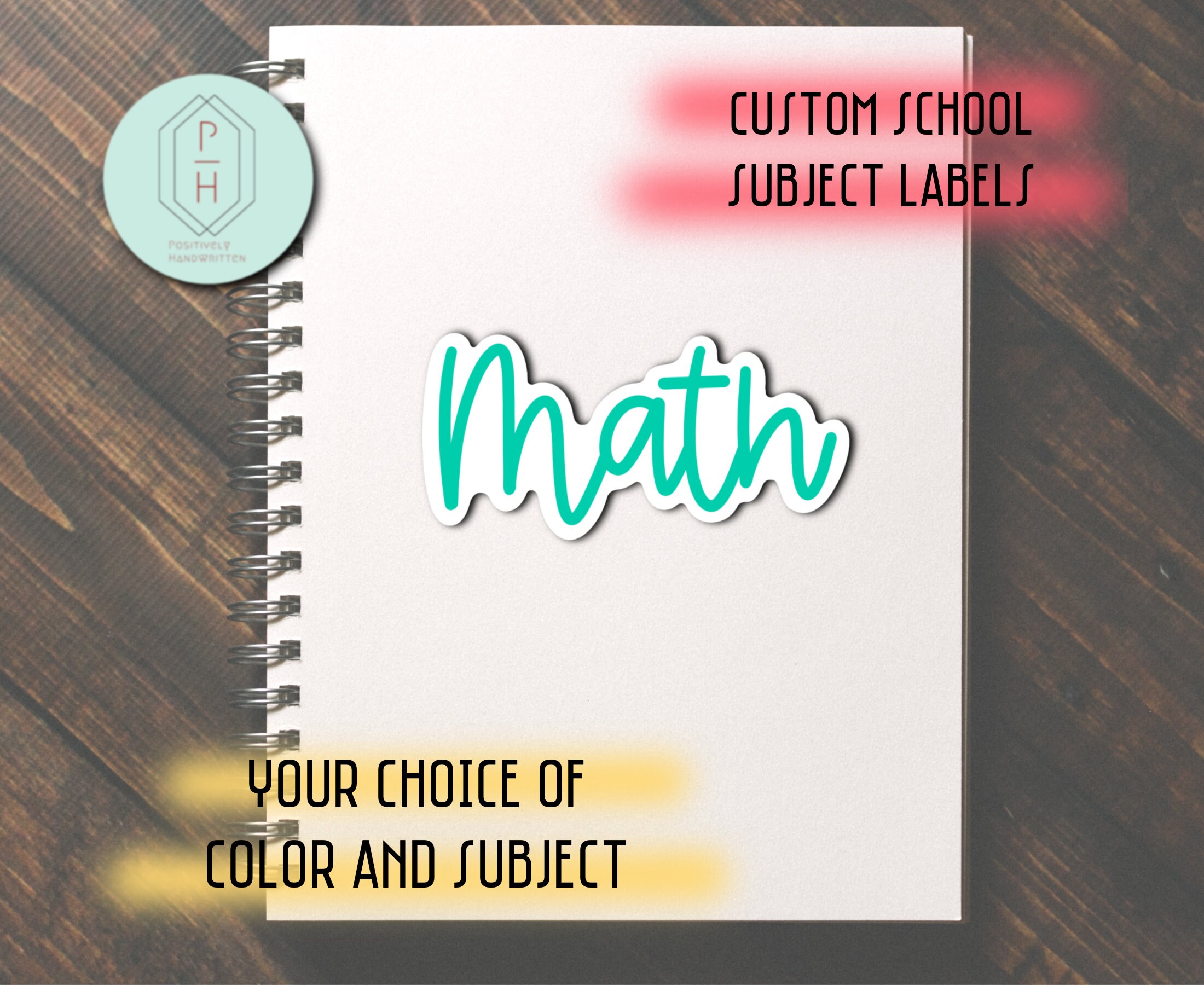 Subect Sticker Cursive Cursive, Handwritten Custom School Subject Stickers: Water-resistant ...