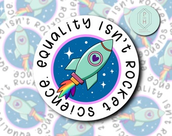Naklejka „Równość to nie fizyka kwantowa”: Sojusznik LGBTQ+, naklejka z flagą dumy
