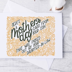 Happy Mother’s Day. From daughter in law. Funny Mothers Day Card. Blank inside.