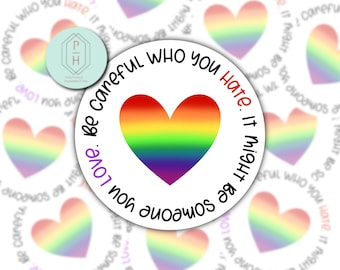 Naklejka sojusznika LGBTQ+: Tęczowe serce, wodoodporna