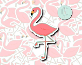 Naklejka Retro Flamingo: Tropikalna naklejka na laptopa