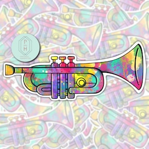 Trompete Aufkleber | Blaskapelle Geschenk | Trendy Aufkleber | Aufkleber | Wasserfest | Wasserflasche Sticker