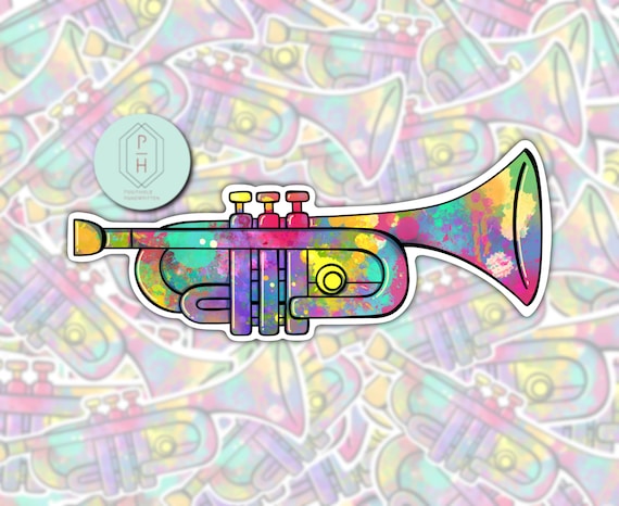Trumpet Sticker: Marching Band Gift, Water-Resistant Decal