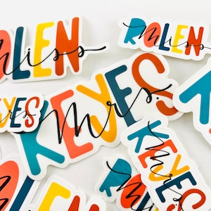 Handwritten Custom Stickers. Teacher gifts. Stocking Stuffers. Water bottle sticker. Easy Peel weather resistant decals. Personalized.