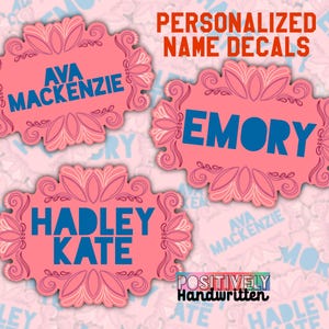 Pegatinas personalizadas con nombre y colores personalizados / Pegatinas para botellas de agua con estampado floral / Etiquetas con nombre / Regalos personalizados