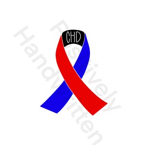 CHD Awareness blaues und rotes Band. Kongenitales Herz Defekt Kunst.  Digitale Datei Png
