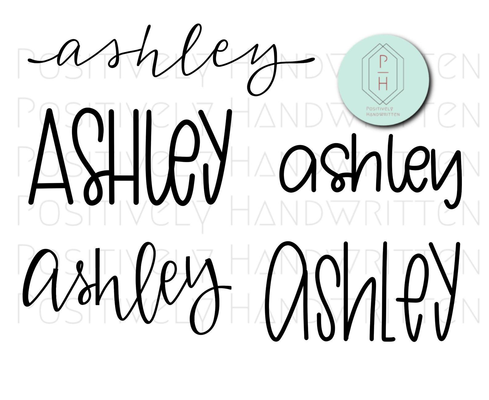 Handwritten, Hand-lettered Names- Ashley Bundle | PNG Cut Files for ...