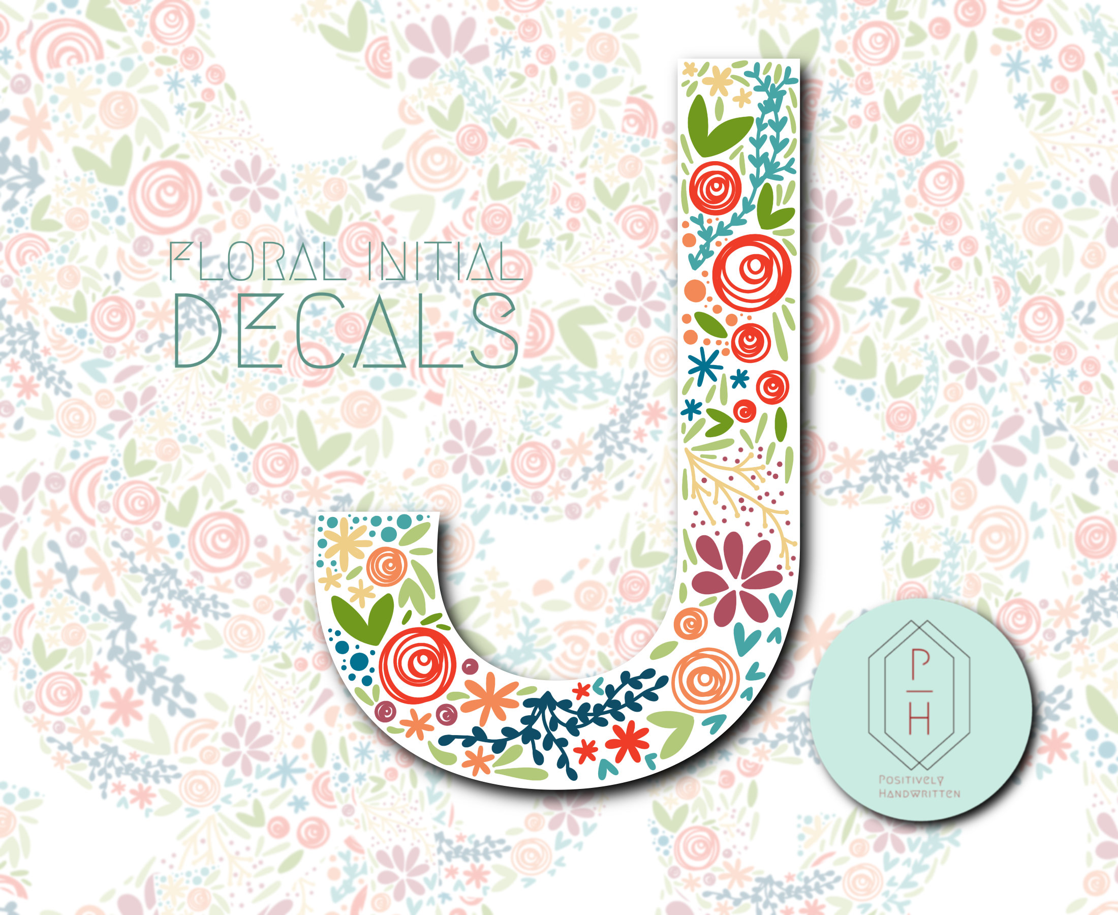 Letter J Initial Vinyl Car Decal Window Sticker Monogram DIY Vinyl