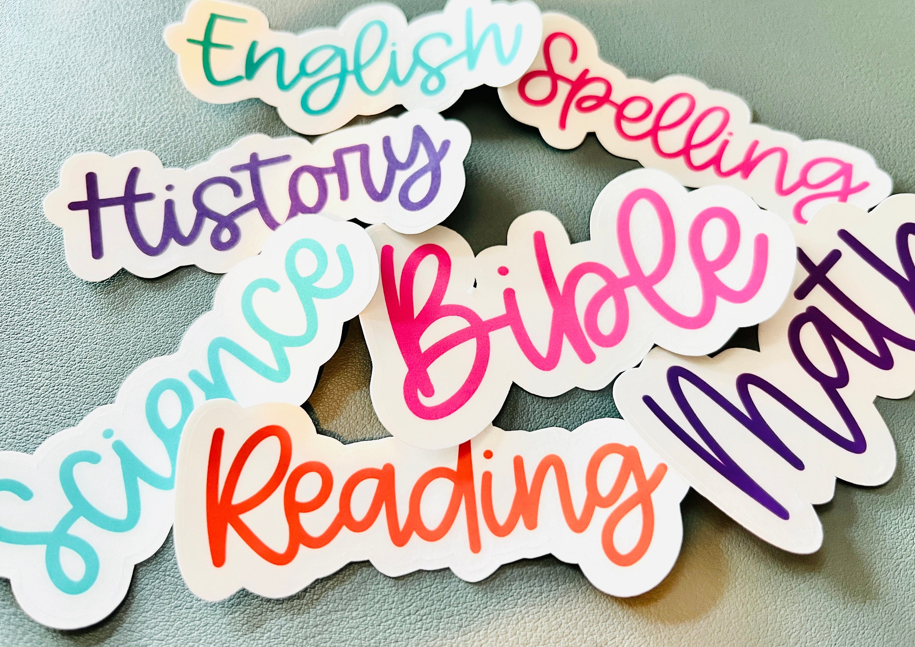 Cursive, Handwritten Custom School Subject Stickers: Water-resistant ...