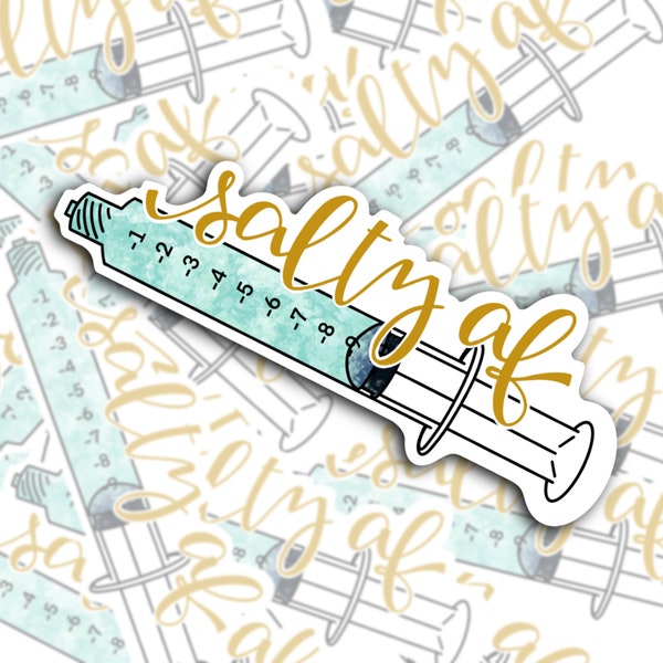 Funny saline flush vinyl sticker. Stocking stuffer. Gift for nurse, nursing student, doctor.