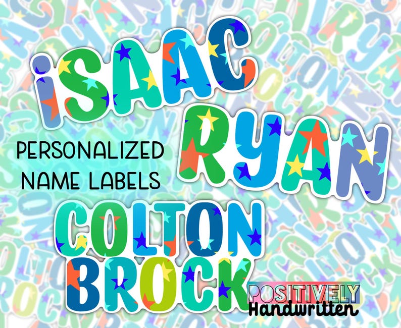 Isaac Labels Personalized Name Stickers for Boys | Water Bottle Sticker | Stars Name ...