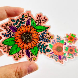 Autocollant de tournesol Boho. Décalcomanie pour ordinateur portable. Hydroflask, bouteille d’eau, autocollant de pare-chocs. Matte, résistant aux intempéries.
