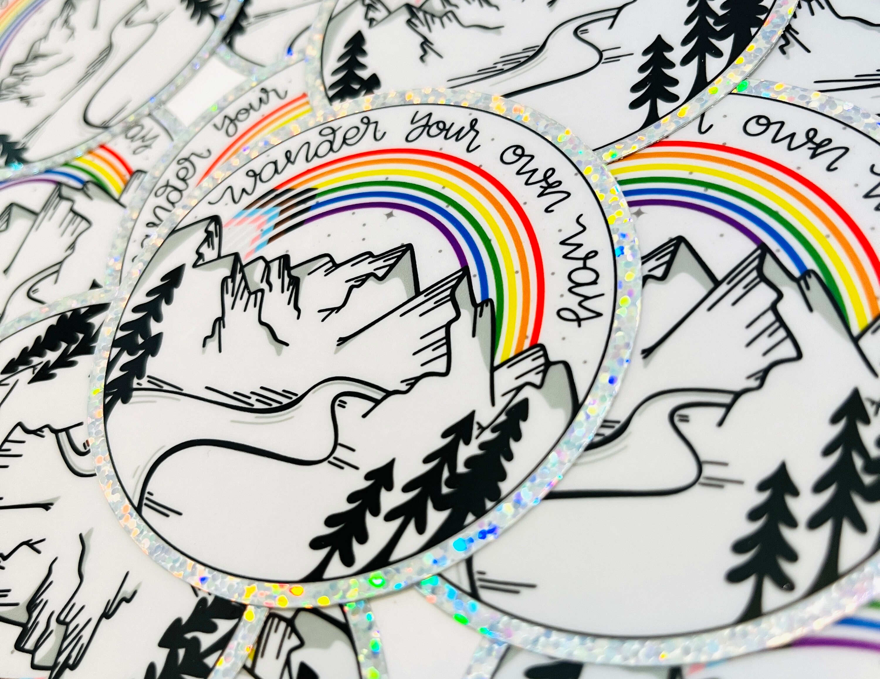 Progress Pride Flag Glitter Sticker: Wander Your Own Way Waterproof ...