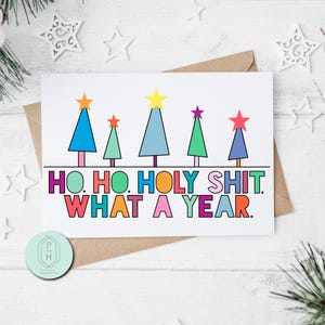 Ho. Ho. Santo S. Que Ano. Cartão de Natal Engraçado. Feito à mão, cartão de felicitações exclusivo. Presente para ela ou ele. Te amo
