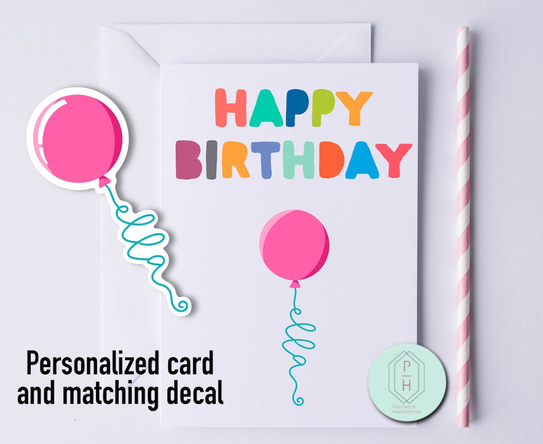 Personalized Birthday Card With Matching Sticker: Handmade Greeting ...