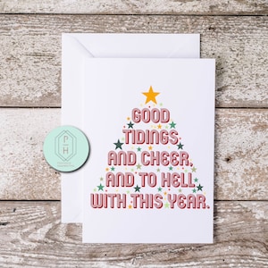 Gute Botschaft und Jubel & To He ** Mit diesem Jahr. Witzige Weihnachtskarte. Handgemachte, einzigartige Grußkarte. Geschenk für sie oder ihn. Hab dich lieb