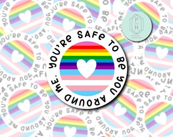 You’re safe with me. Car Magnet | Progress Pride Flag, Trans flag | LGBTQ+ Pride | Ally |