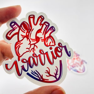 Heart Warrior. Anatomical Heart Design. Congenital heart defect. Weather Resistant Sticker, decal for phone or laptop, water bottle sticker