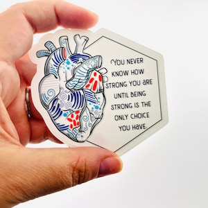 Świadomość wrodzonej wady serca, Trendy Sticker. Inspirująca naklejka wycinana na telefon lub laptop, butelkę z wodą, okno