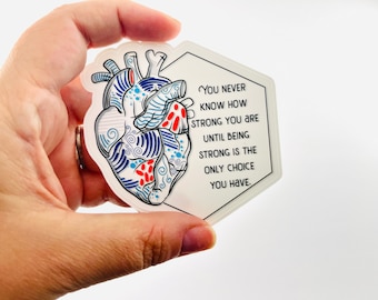 Congenital heart defect awareness, Trendy Sticker. Inspirational Die Cut Sticker phone or laptop, water bottle, window